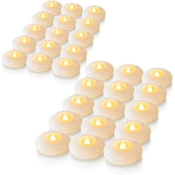 48 Pack 3” Flameless Led Floating Candles, 200 Hour White Battery Waterproof - Picture 1 of 7
